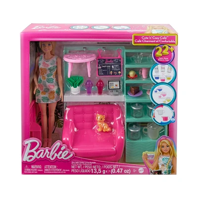 Barbie Playset Boneka & Cute N Cozy Cafe