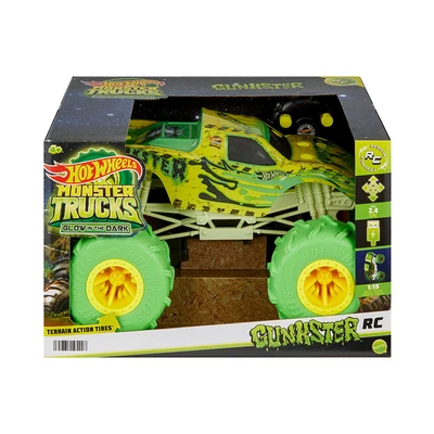 10663858_1 Hot Wheels Monster Trucks Gunkster Glow In The Dark Remote Control 1:15 - Hijau