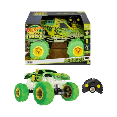 Hot Wheels Monster Trucks Gunkster Glow In The Dark Remote Control 1:15 - Hijau