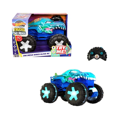 Hot Wheels Monster Trucks Power Smashers Mega Wrex Alive Remote Control 1:15 - Biru